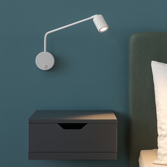 Applique bianco per comodini camera da letto braccio orientabile